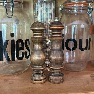 VINTAGE Wood Salt and Pepper Grinder
